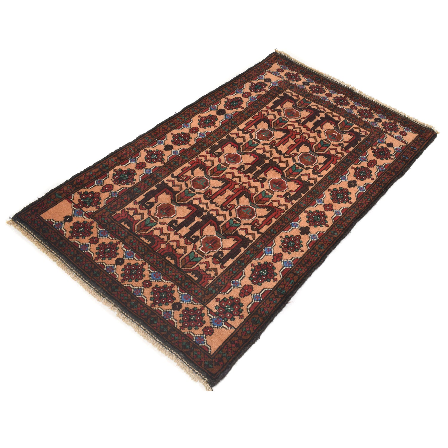 Baluchi Rug Handmade Multi Geometric 3x5 ft