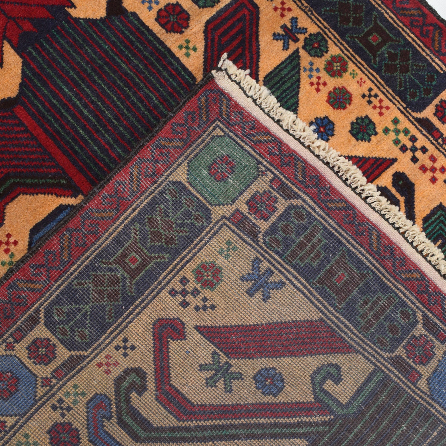 Baluchi Rug Handmade Orange Prayer Design 3x5 ft