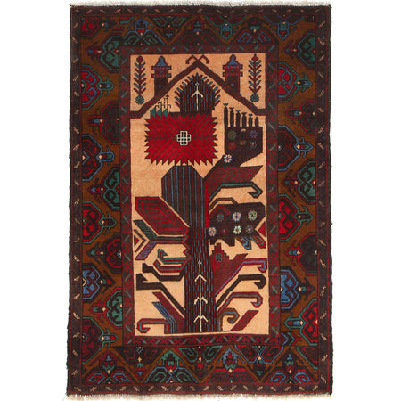 Baluchi Rug Handmade Multi Prayer Design 2x4 ft