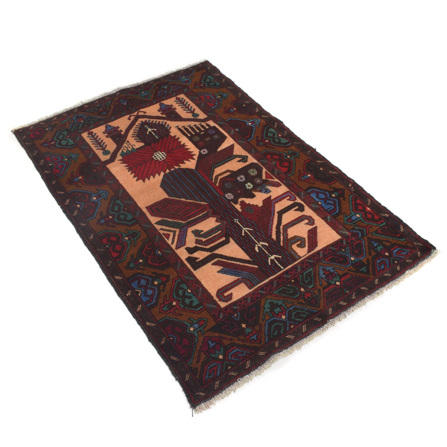 Baluchi Rug Handmade Multi Prayer Design 2x4 ft
