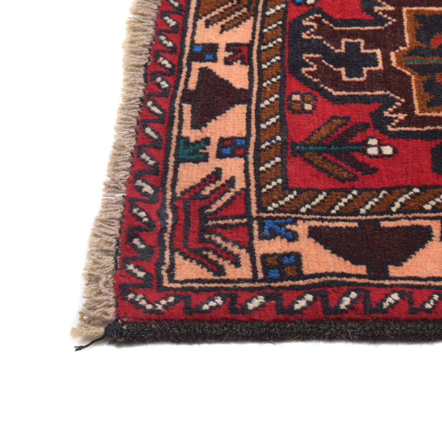 Baluchi Rug Handmade Red Geometric 3x5 ft