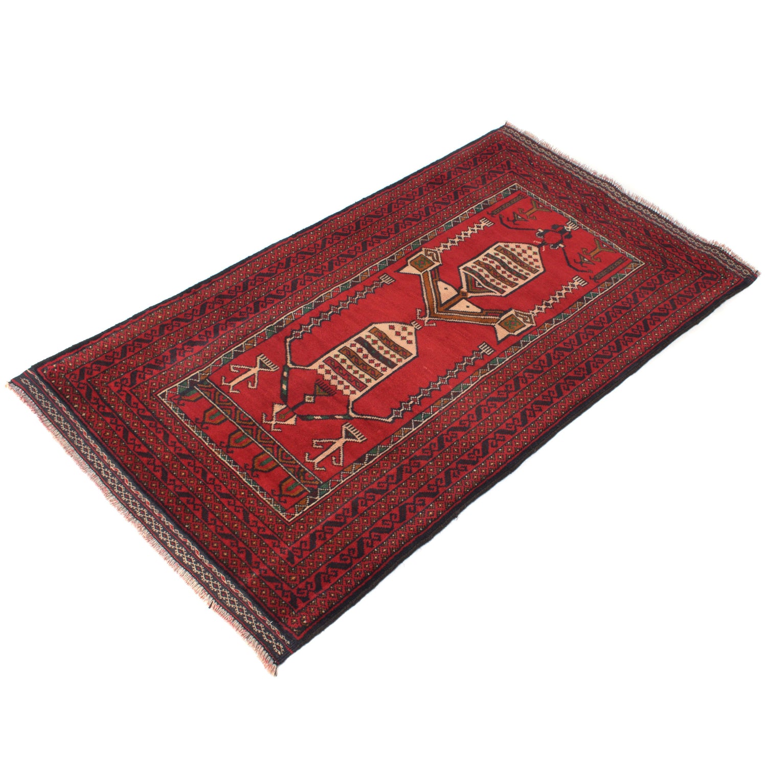 Baluchi Rug Handmade Red Prayer Design 3x5 ft
