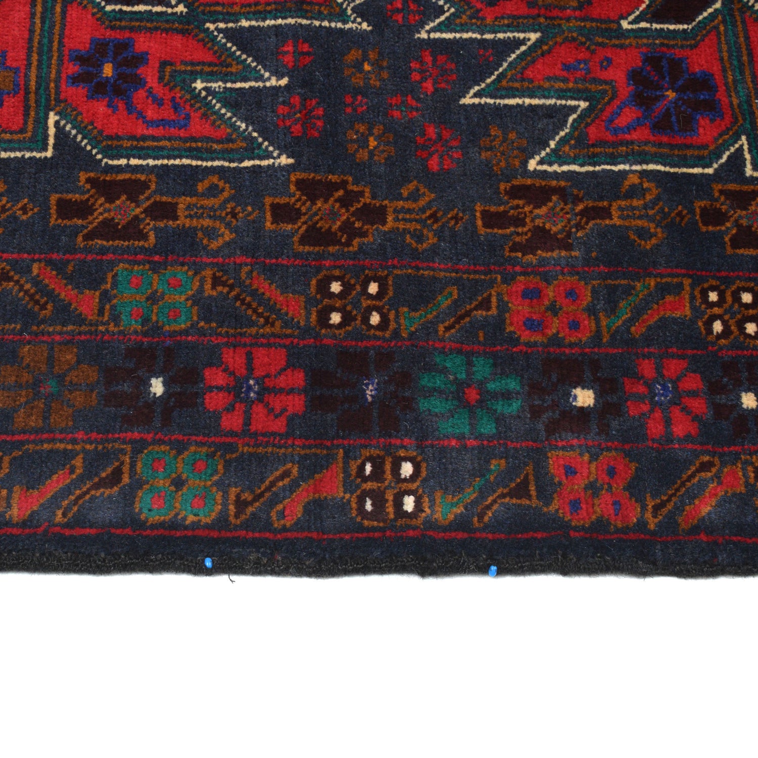 Baluchi Rug Handmade Blue Geometric 3x5 ft