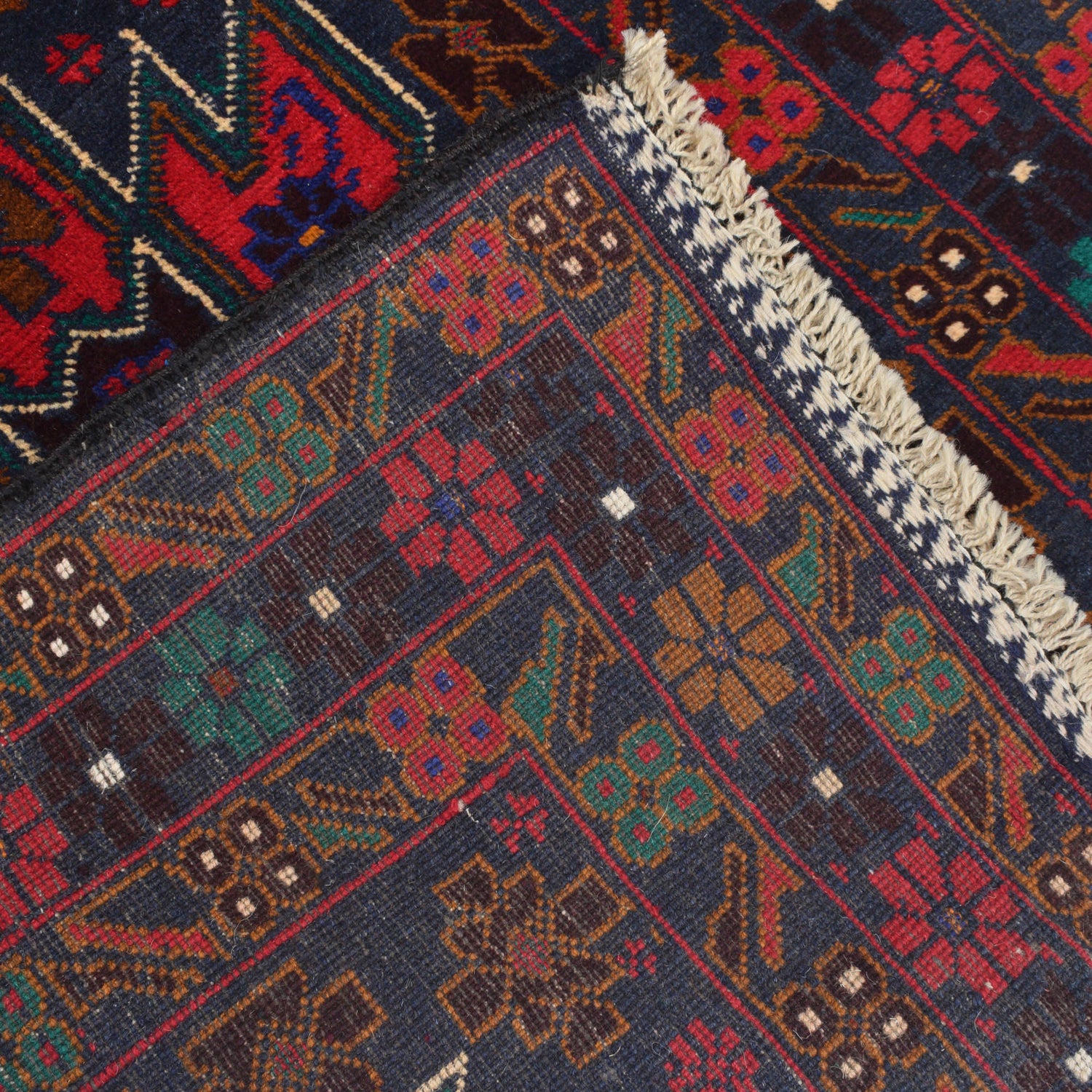 Baluchi Rug Handmade Blue Geometric 3x5 ft