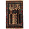Baluchi Rug Handmade Beige Prayer Design 3x5 ft
