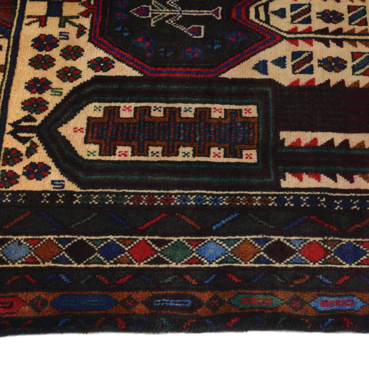 Baluchi Rug Handmade Beige Prayer Design 3x5 ft
