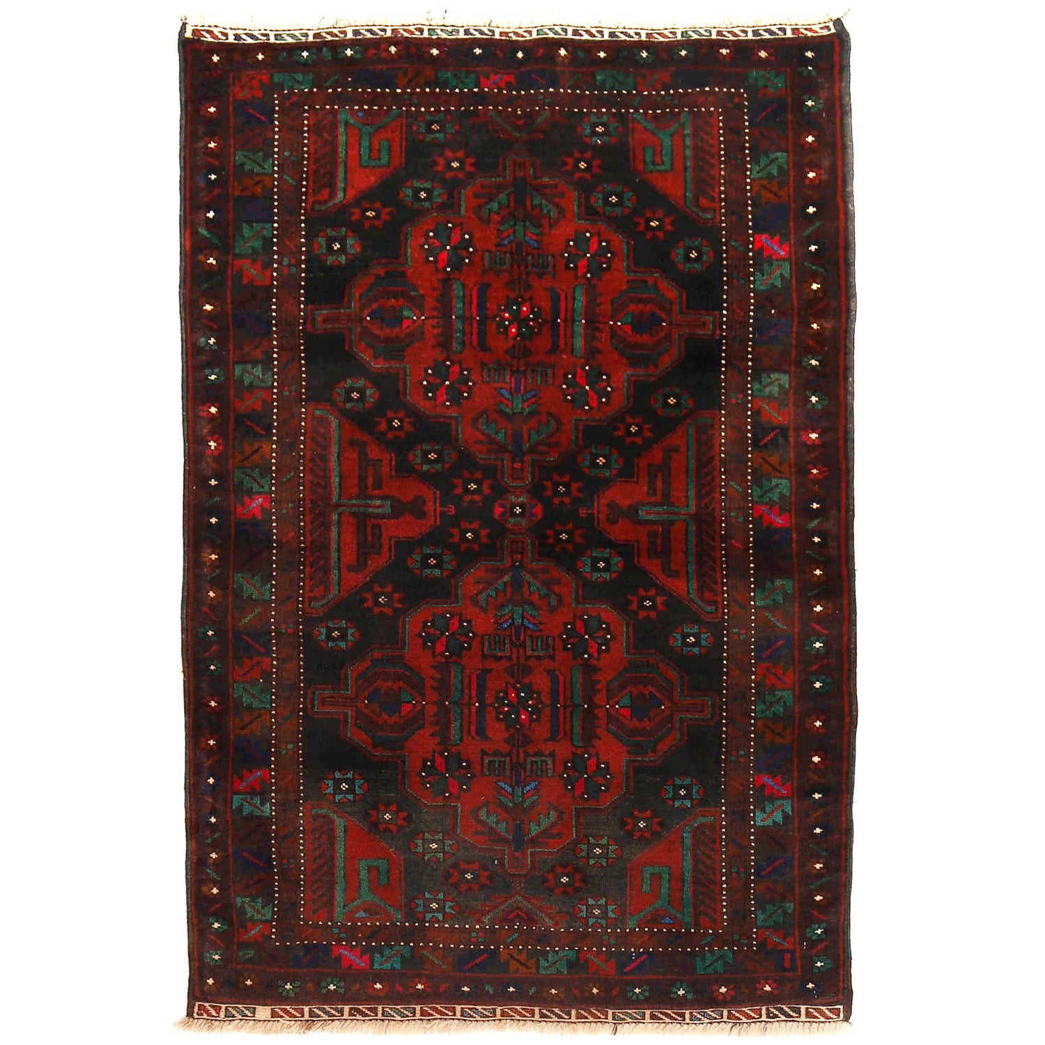 Baluchi Rug Handmade Multi Geometric 2x4 ft