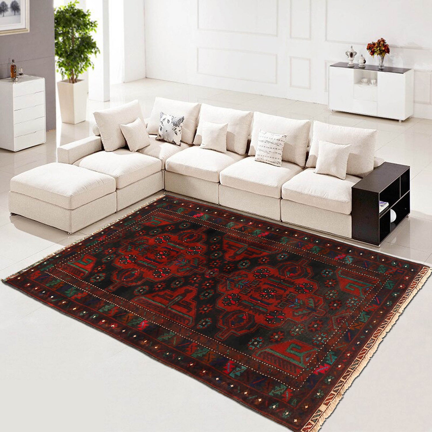 Baluchi Rug Handmade Multi Geometric 2x4 ft