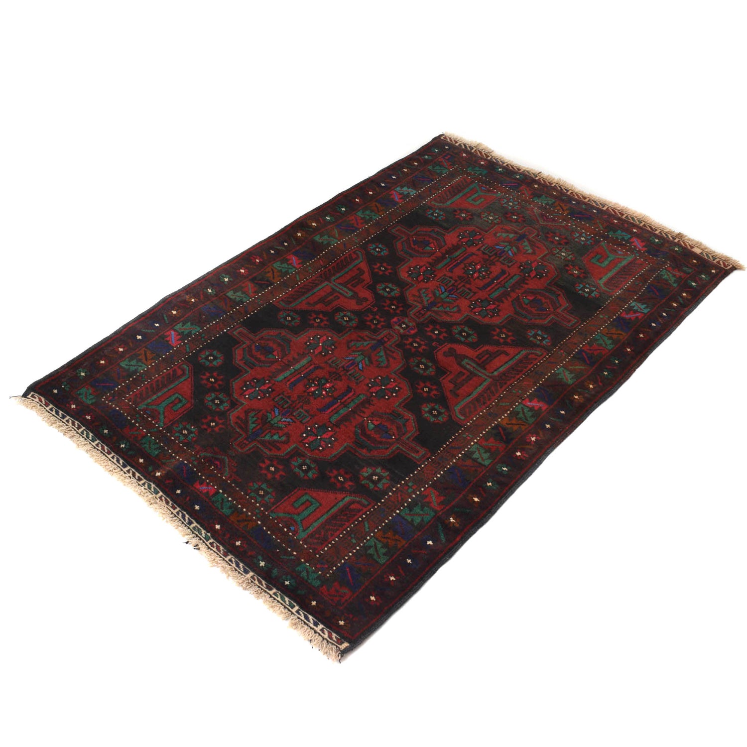 Baluchi Rug Handmade Multi Geometric 2x4 ft