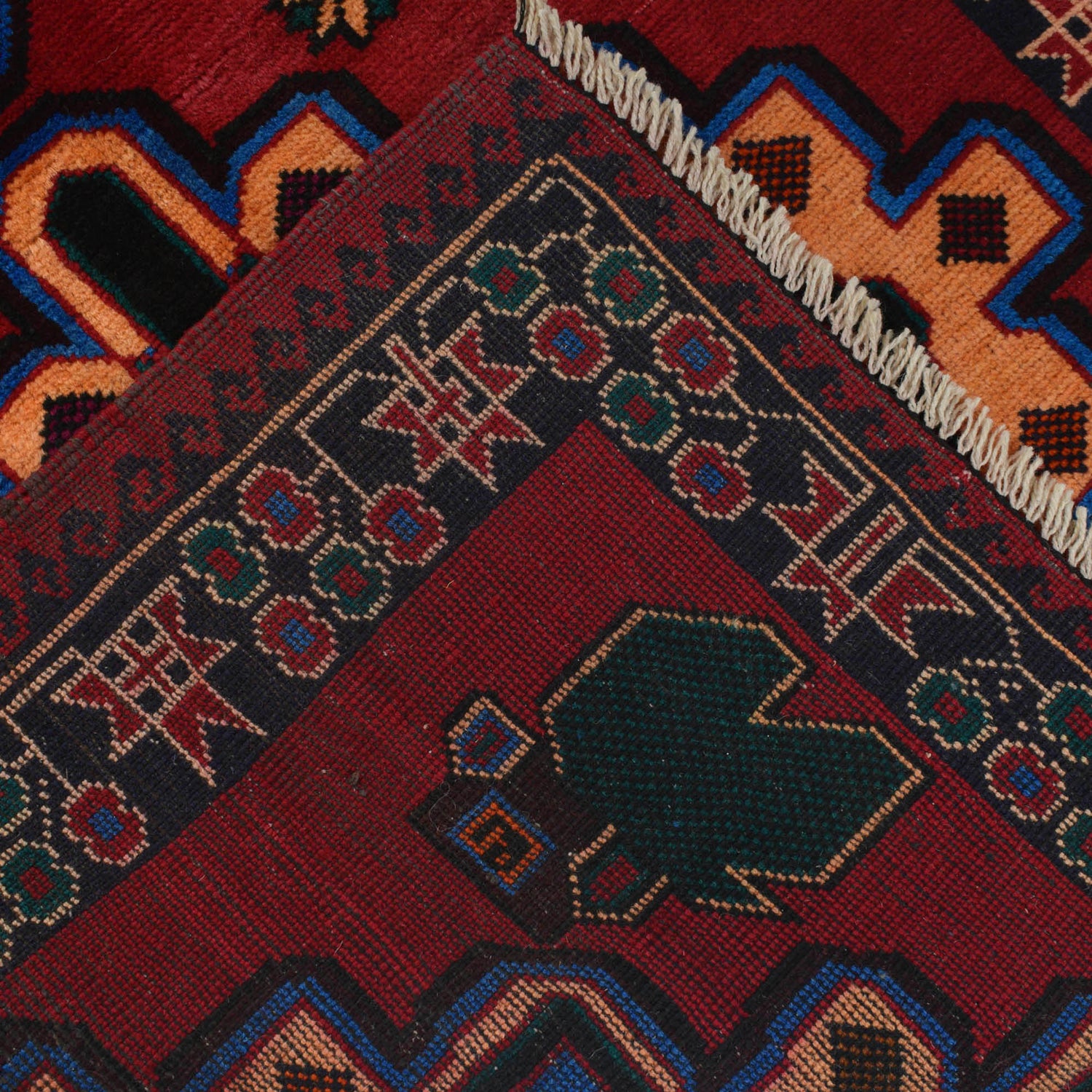 Baluchi Rug Handmade Red Geometric 3x5 ft