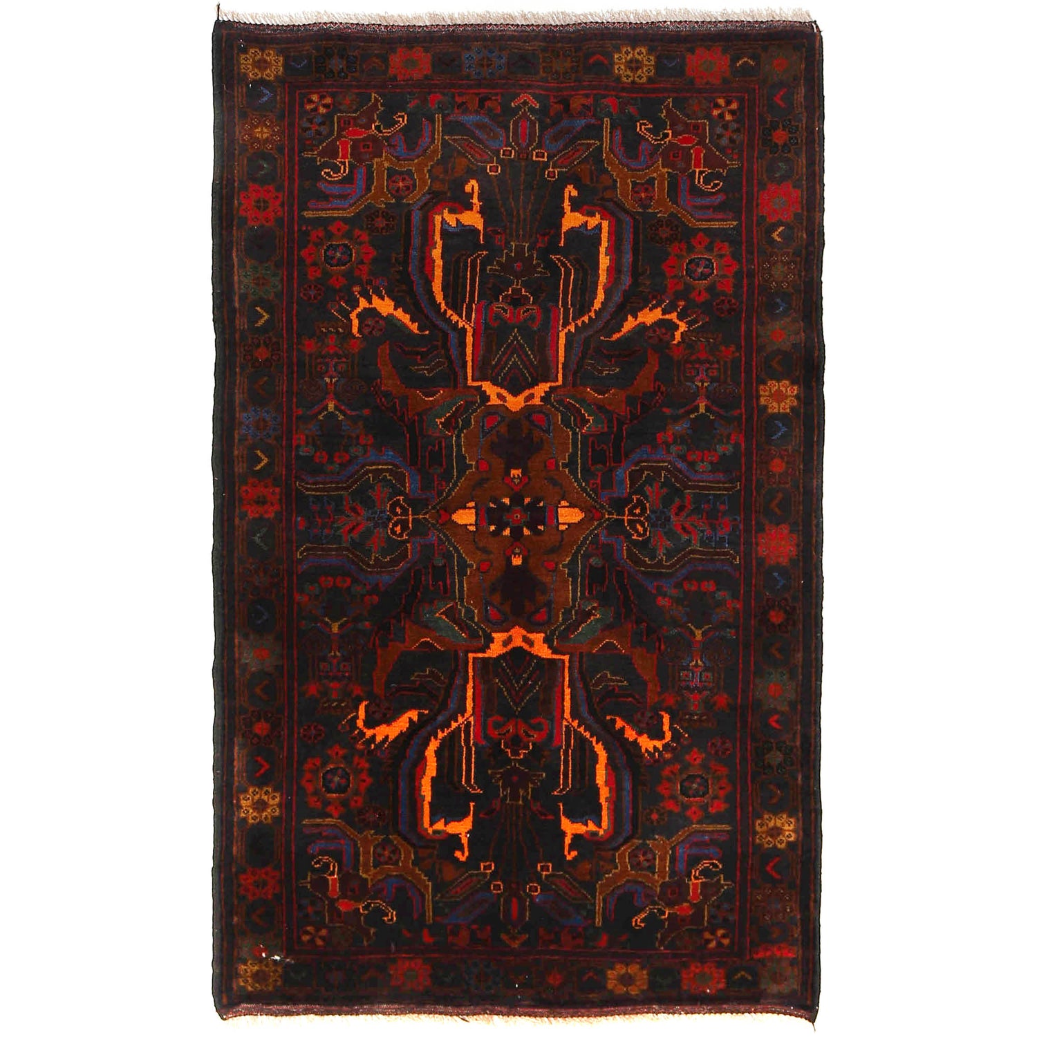Baluchi Rug Handmade Multi Geometric 2x4 ft