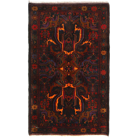 Baluchi Rug Handmade Multi Geometric 2x4 ft