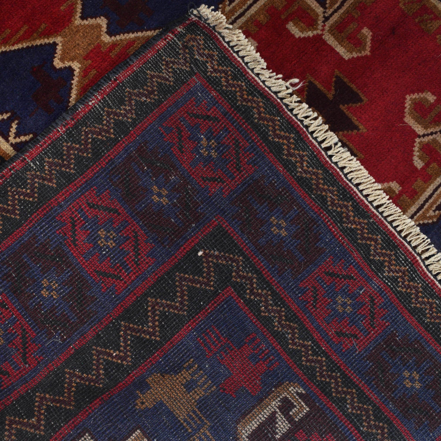 Baluchi Rug Handmade Red Geometric 4x6 ft