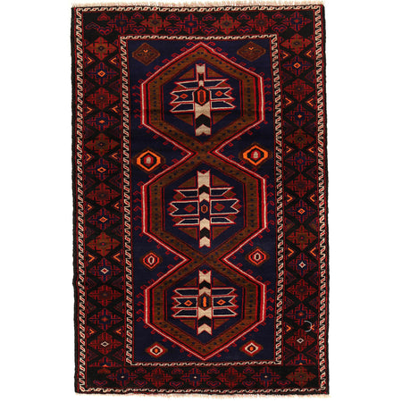 Baluchi Rug Handmade Multi Geometric 4x6 ft