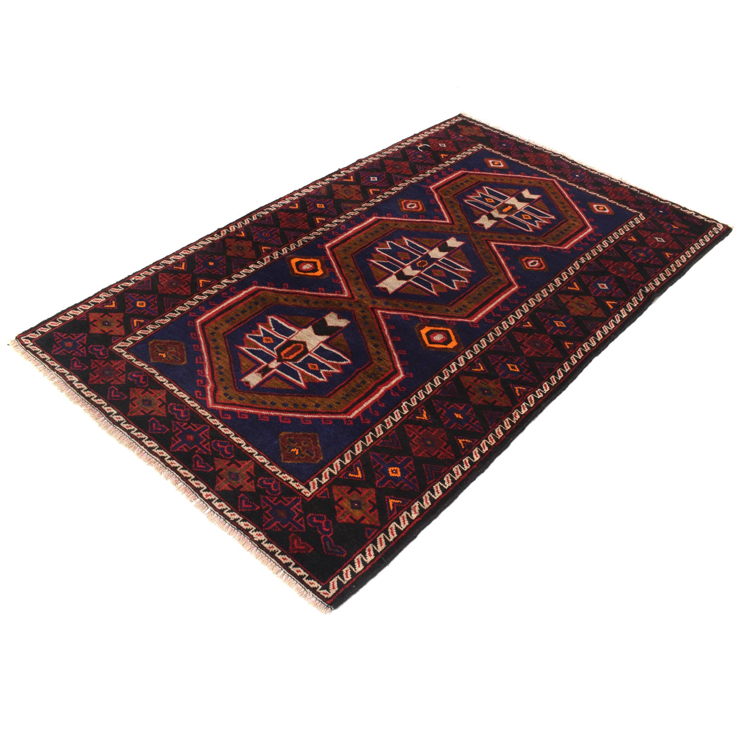 Baluchi Rug Handmade Multi Geometric 4x6 ft