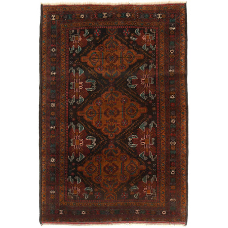 Baluchi Rug Handmade Multi Geometric 4x6 ft
