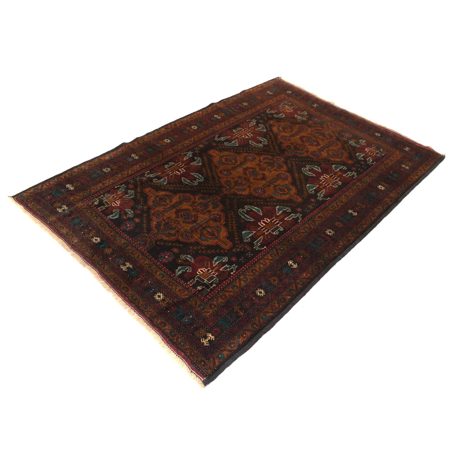 Baluchi Rug Handmade Multi Geometric 4x6 ft