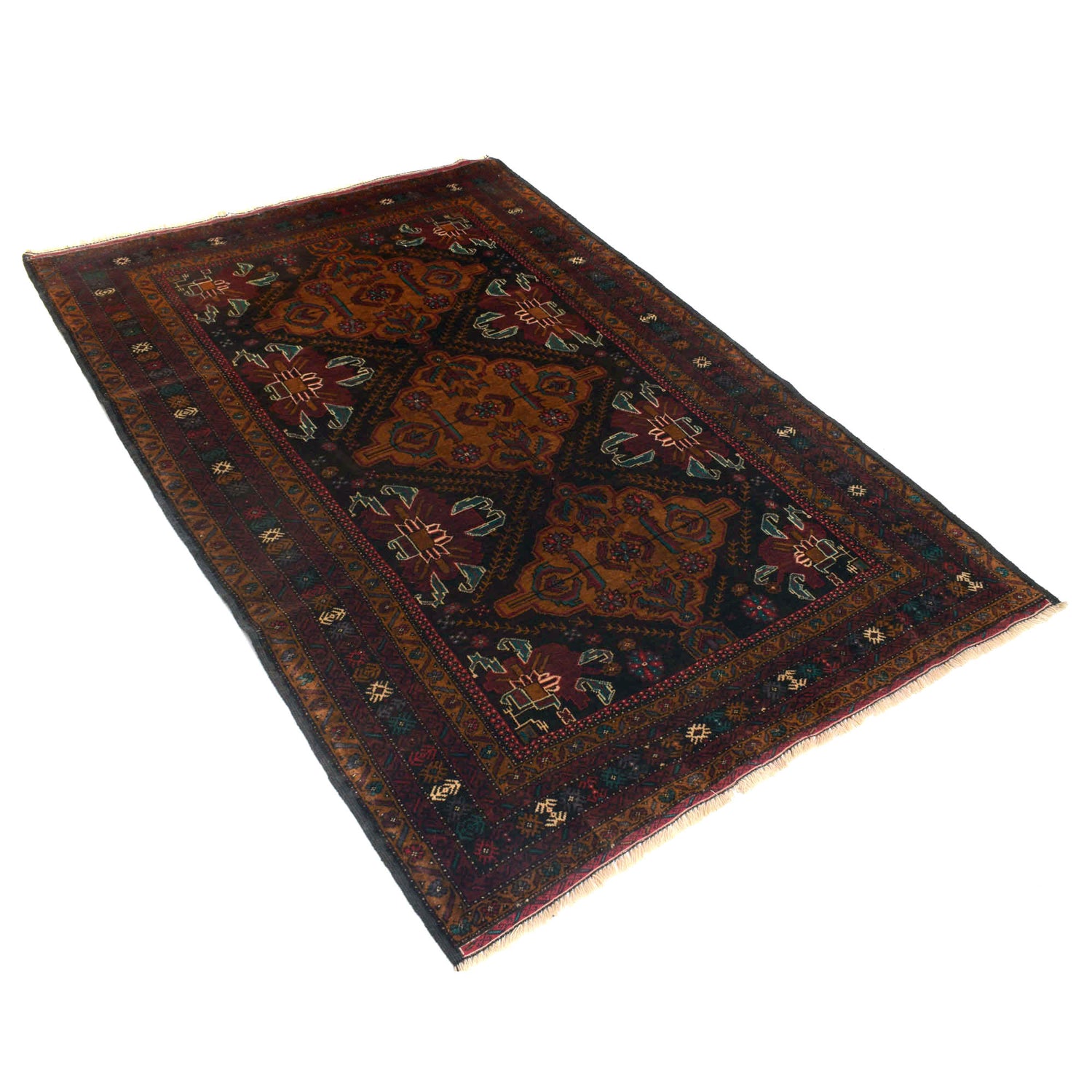 Baluchi Rug Handmade Multi Geometric 4x6 ft