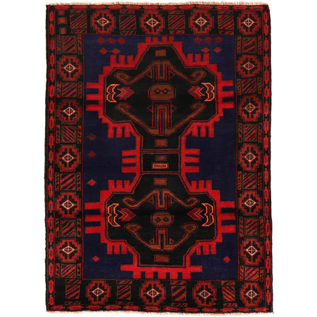 Baluchi Rug Handmade Multi Geometric 4x6 ft