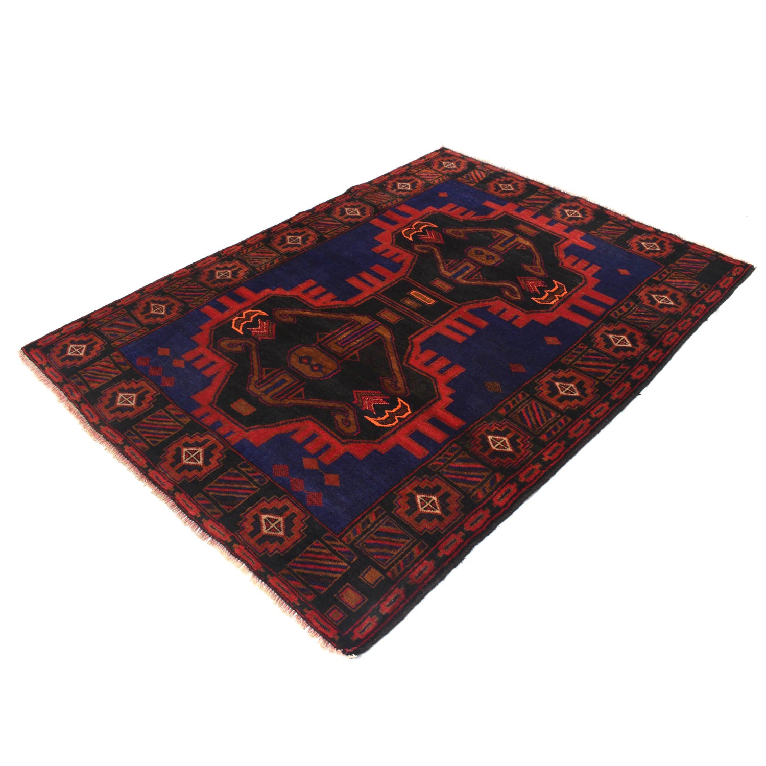 Baluchi Rug Handmade Multi Geometric 4x6 ft