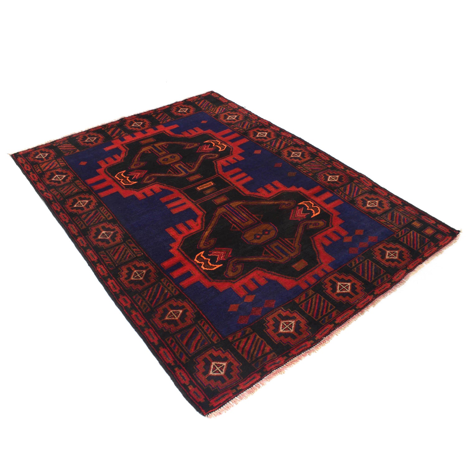 Baluchi Rug Handmade Multi Geometric 4x6 ft