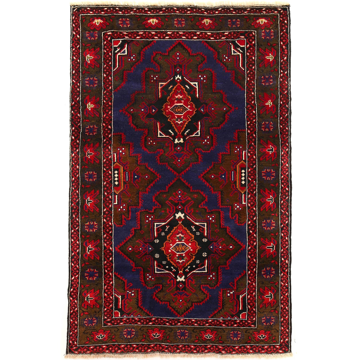 Baluchi Rug Handmade Multi Geometric 4x6 ft
