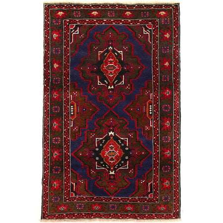 Baluchi Rug Handmade Multi Geometric 4x6 ft