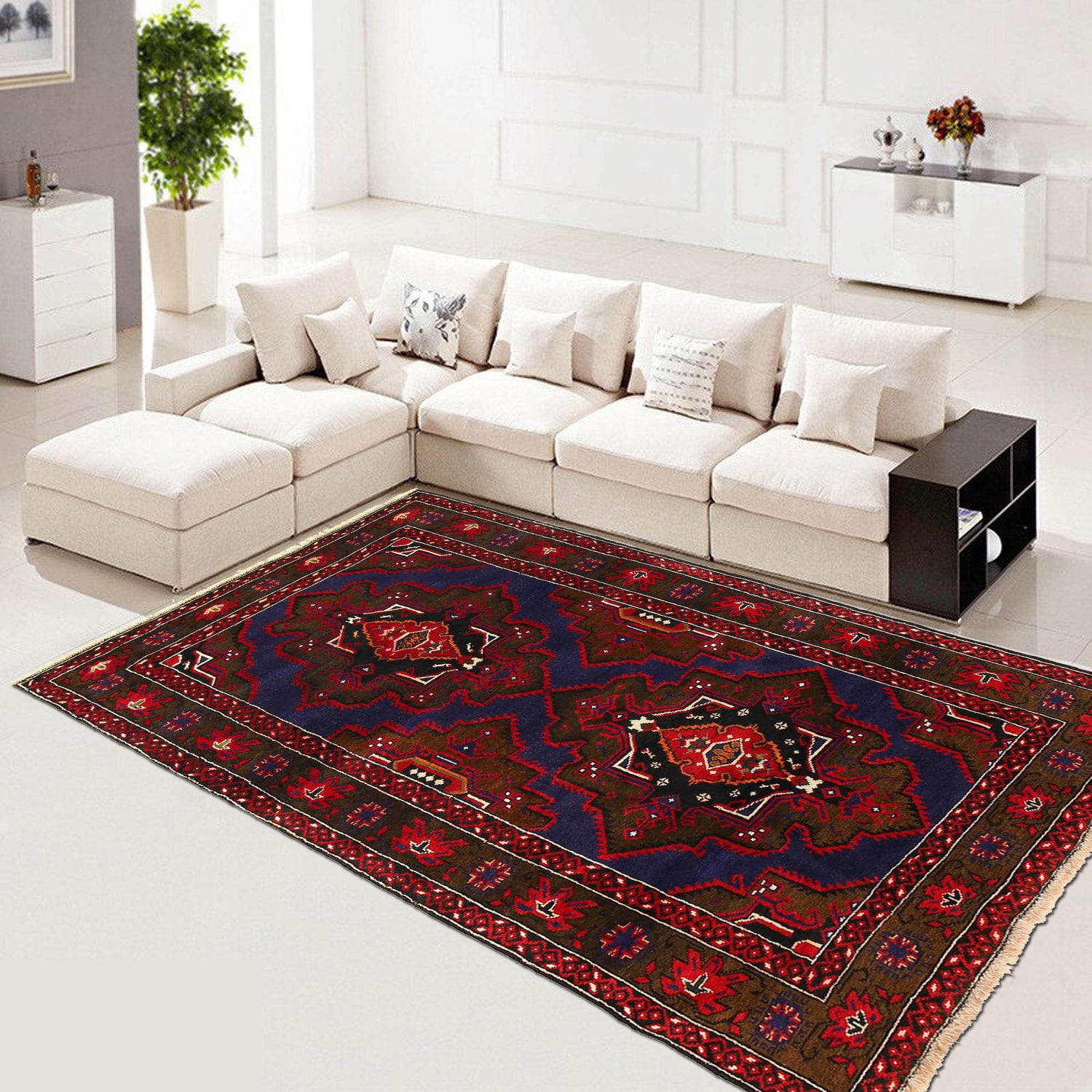 Baluchi Rug Handmade Multi Geometric 4x6 ft