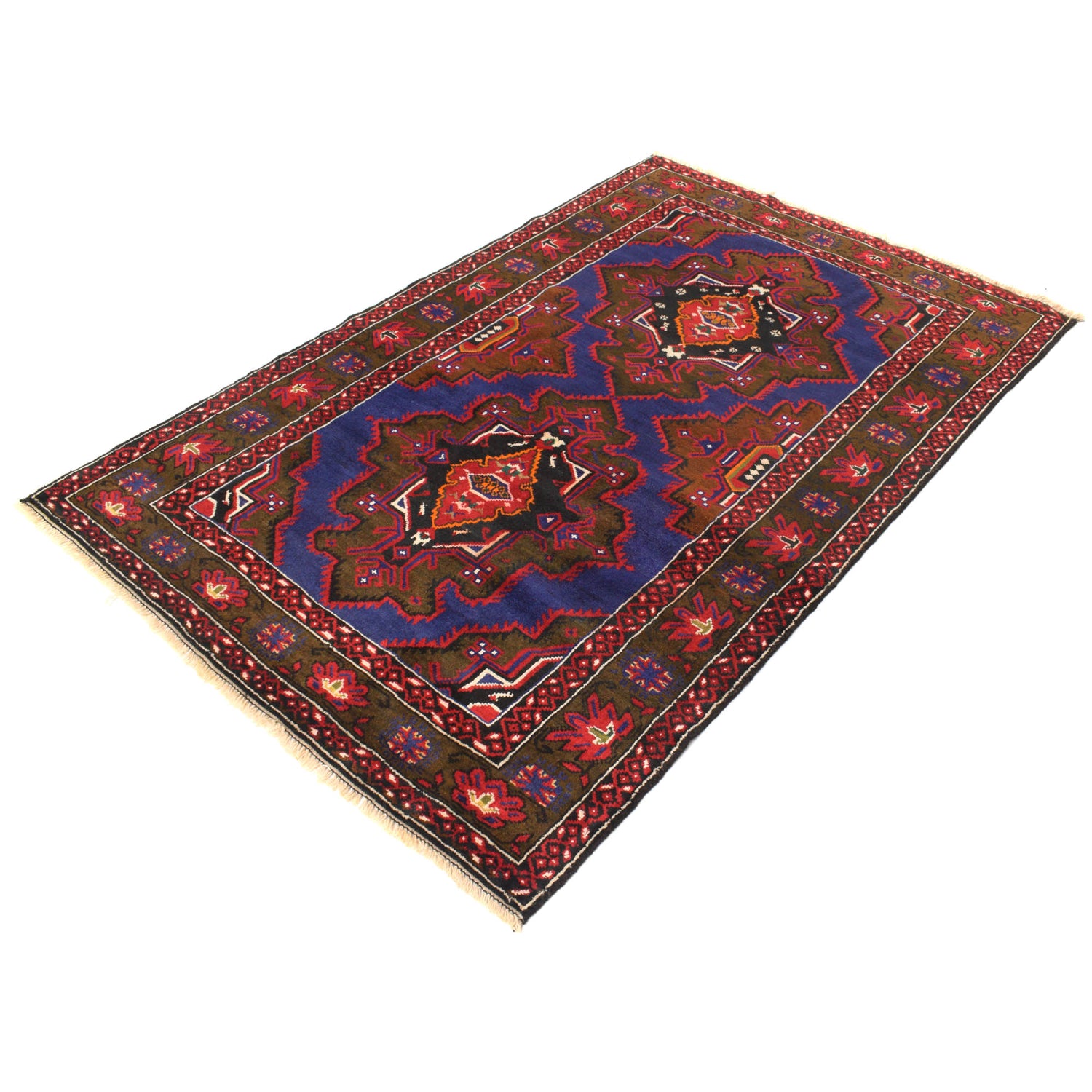Baluchi Rug Handmade Multi Geometric 4x6 ft