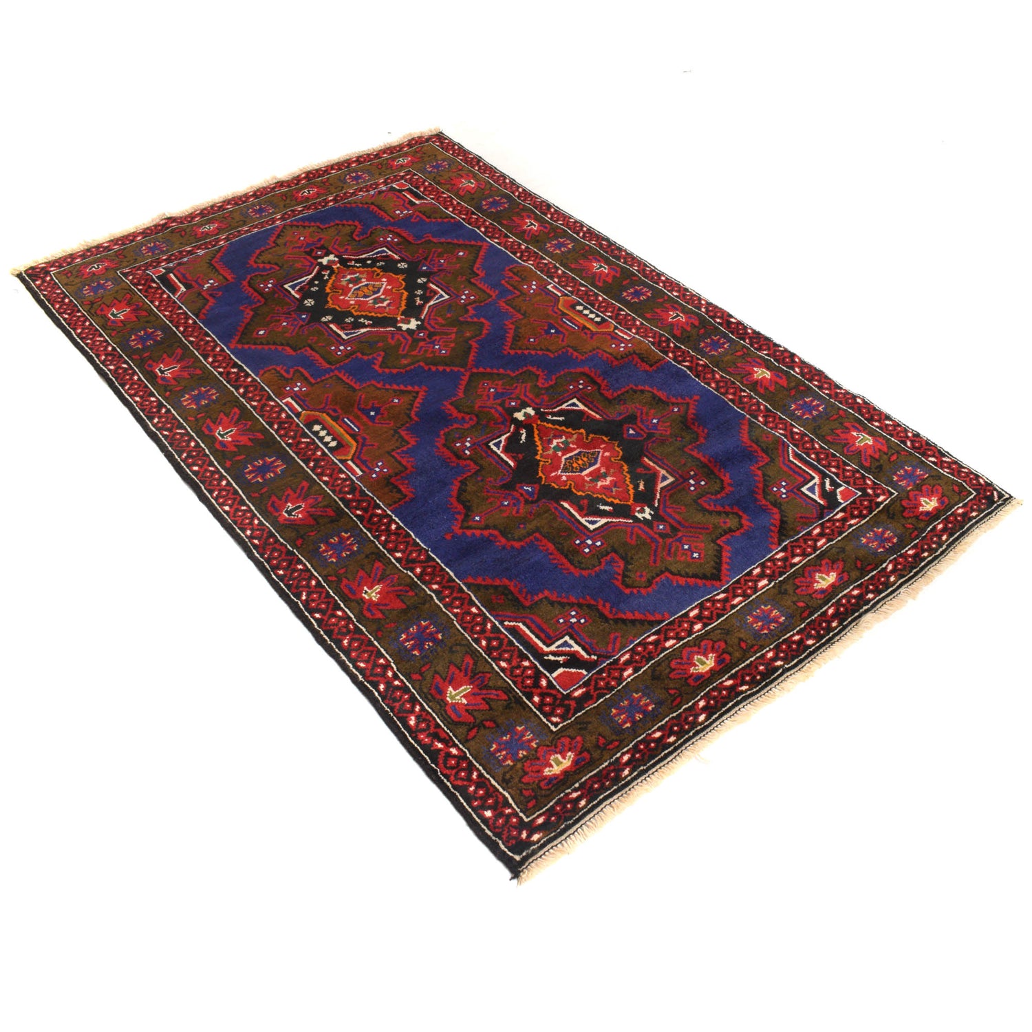 Baluchi Rug Handmade Multi Geometric 4x6 ft