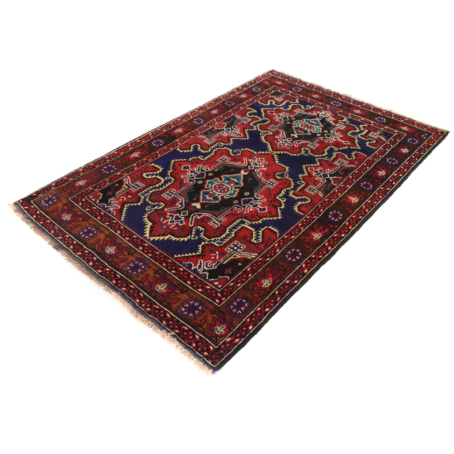 Baluchi Rug Handmade Multi Geometric 4x6 ft