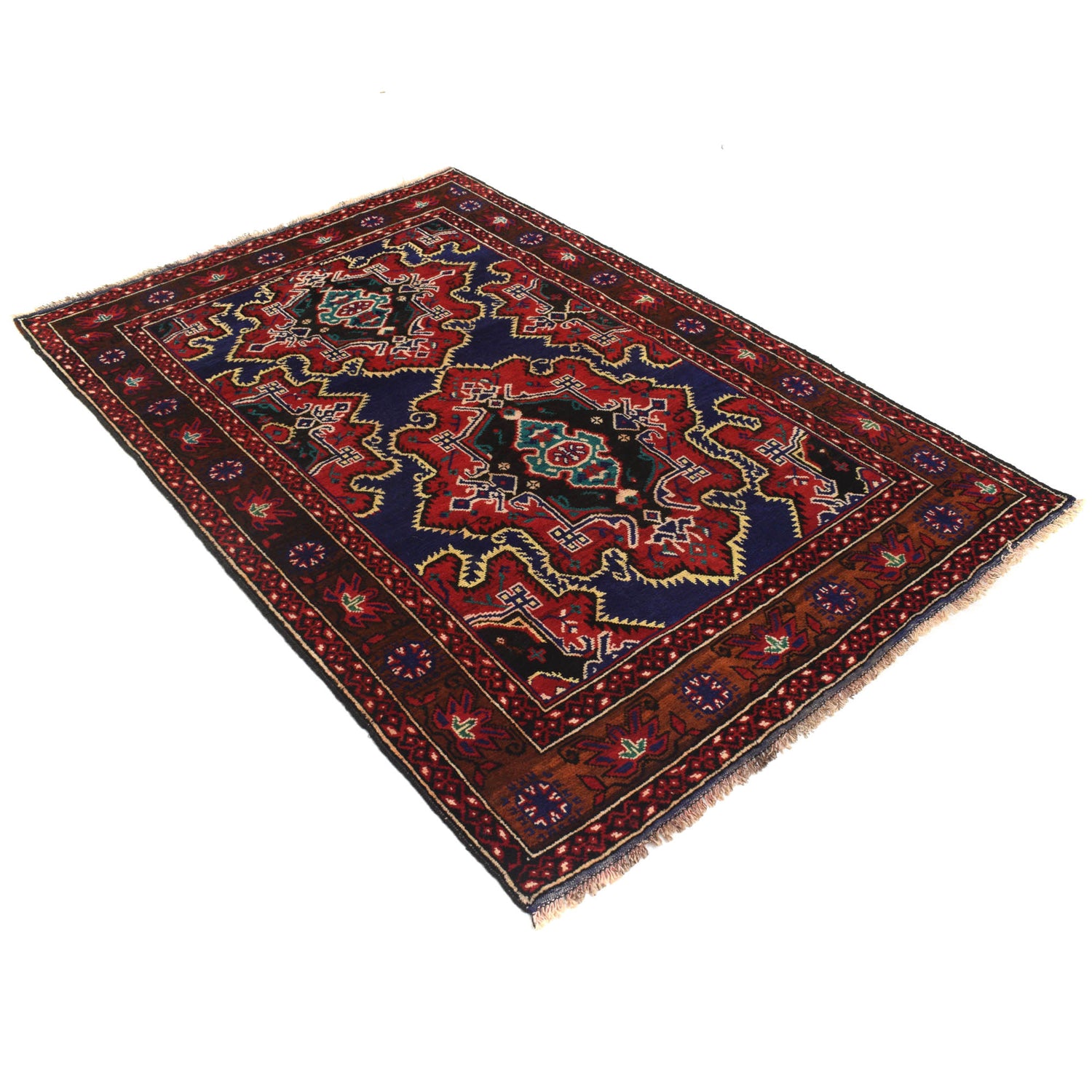 Baluchi Rug Handmade Multi Geometric 4x6 ft