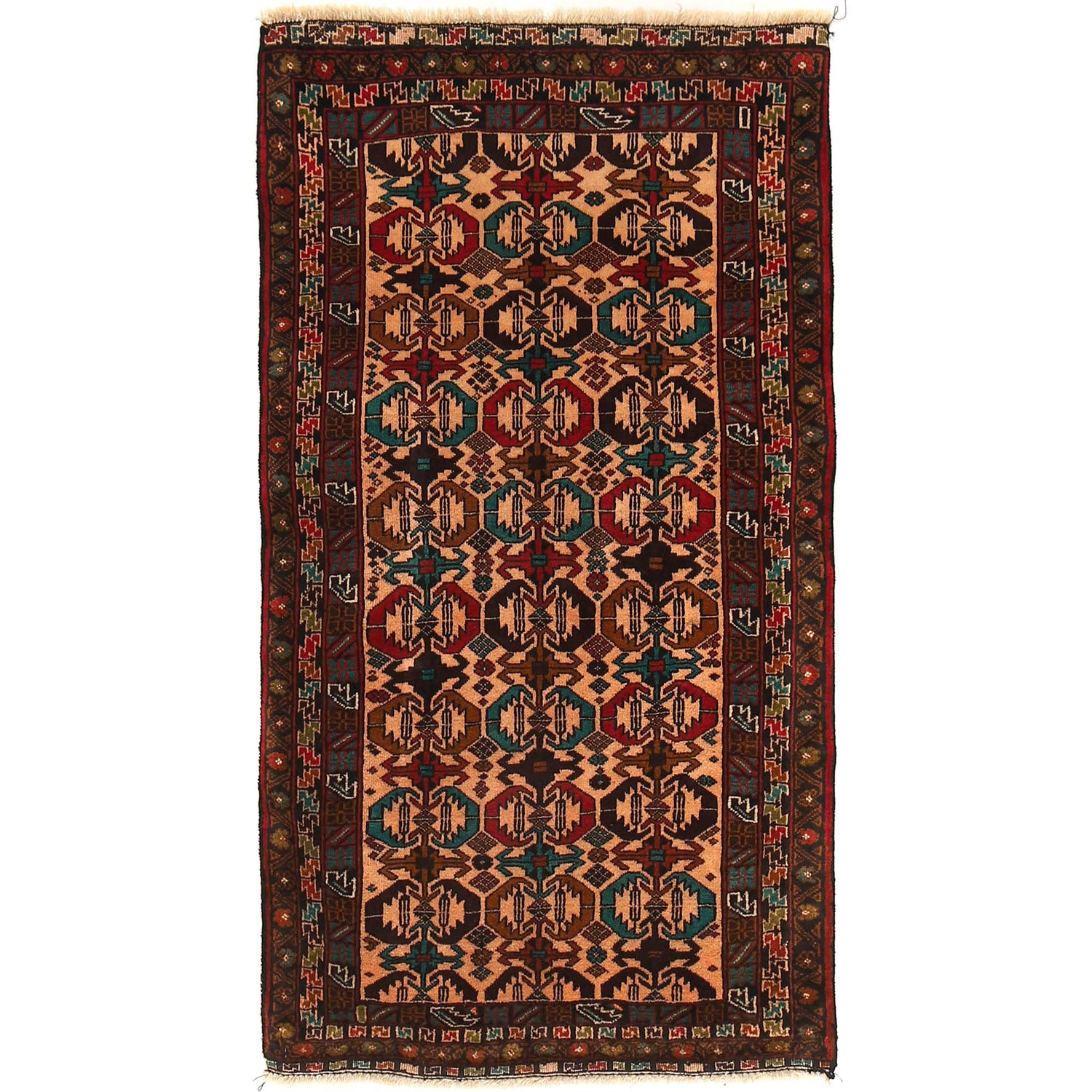 Baluchi Rug Handmade Multi Geometric 3x5 ft