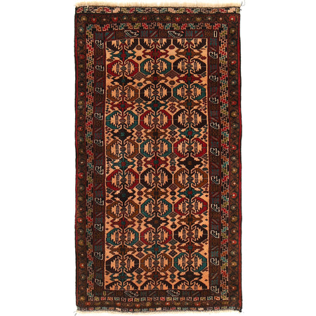 Baluchi Rug Handmade Multi Geometric 3x5 ft