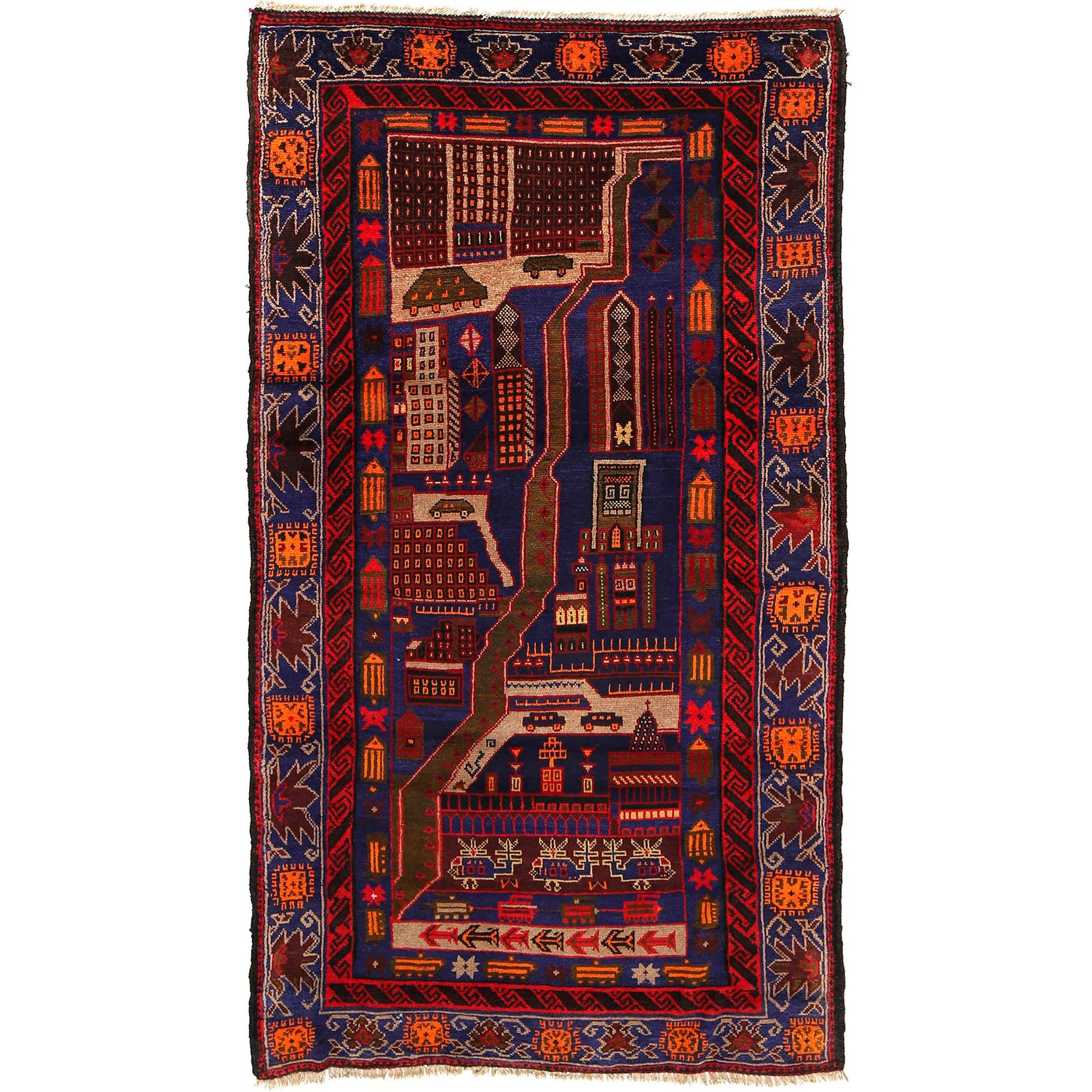 Pictorial Rug Handmade Multi Design