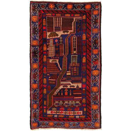 Pictorial Rug Handmade Multi Design