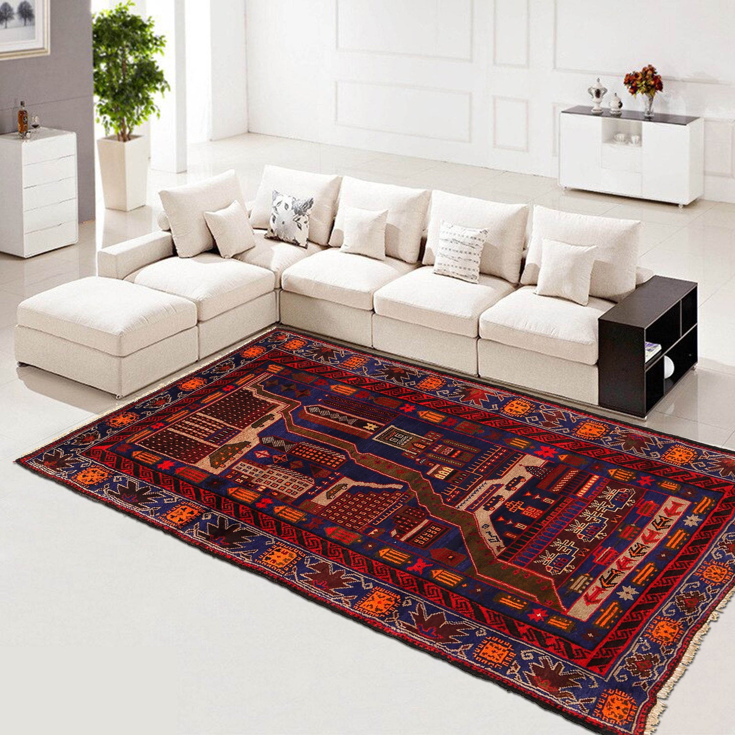 Pictorial Rug Handmade Multi Design