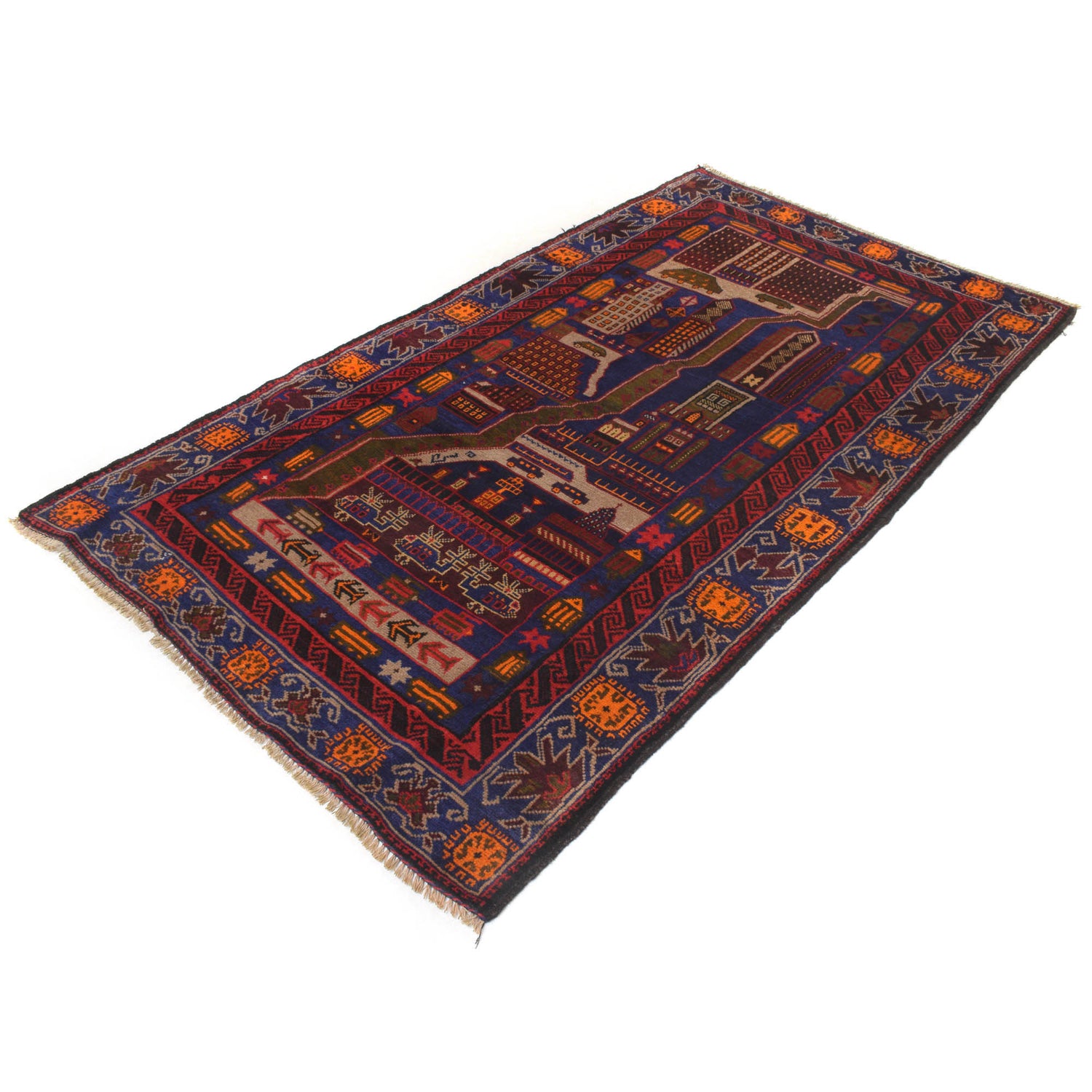 Pictorial Rug Handmade Multi Design