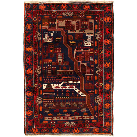 Pictorial Rug Handmade Multi Design