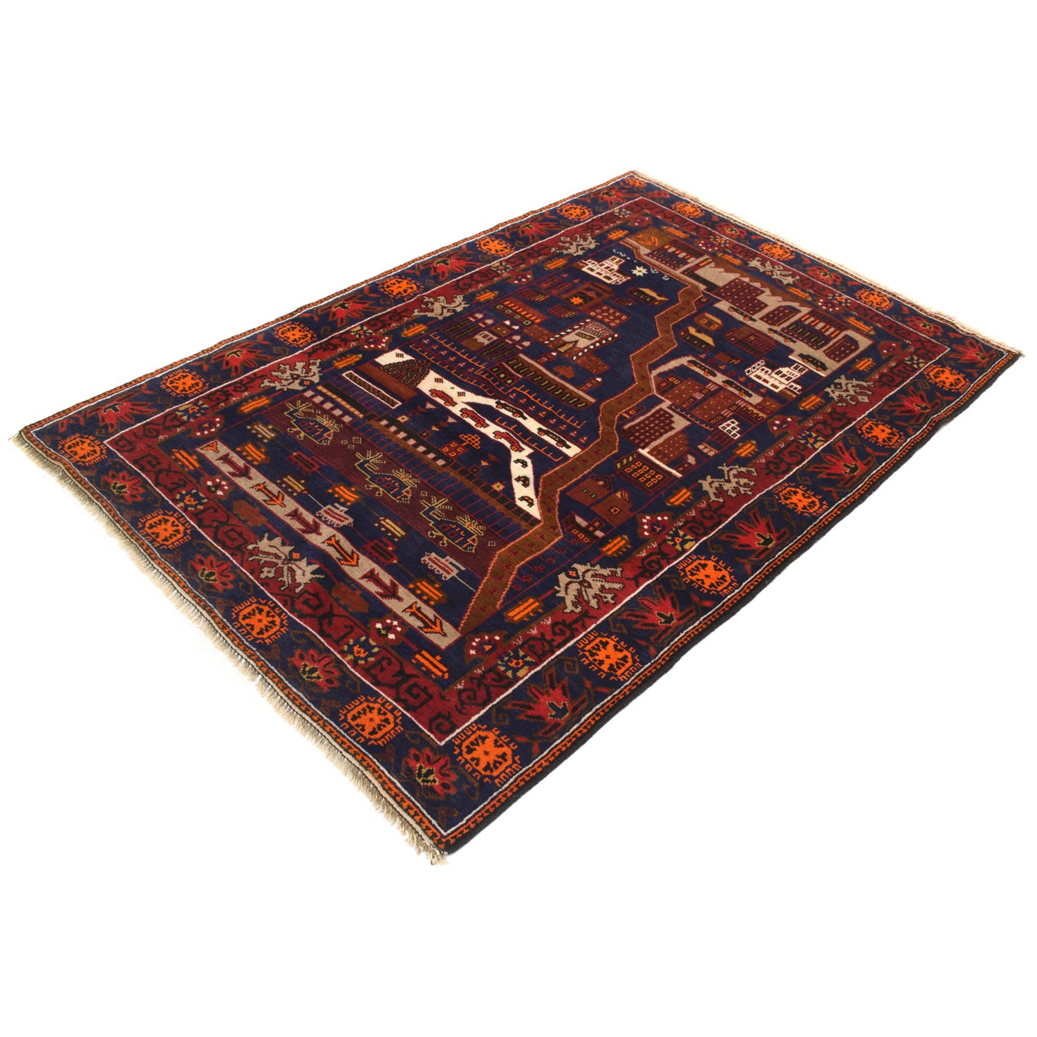 Pictorial Rug Handmade Multi Design