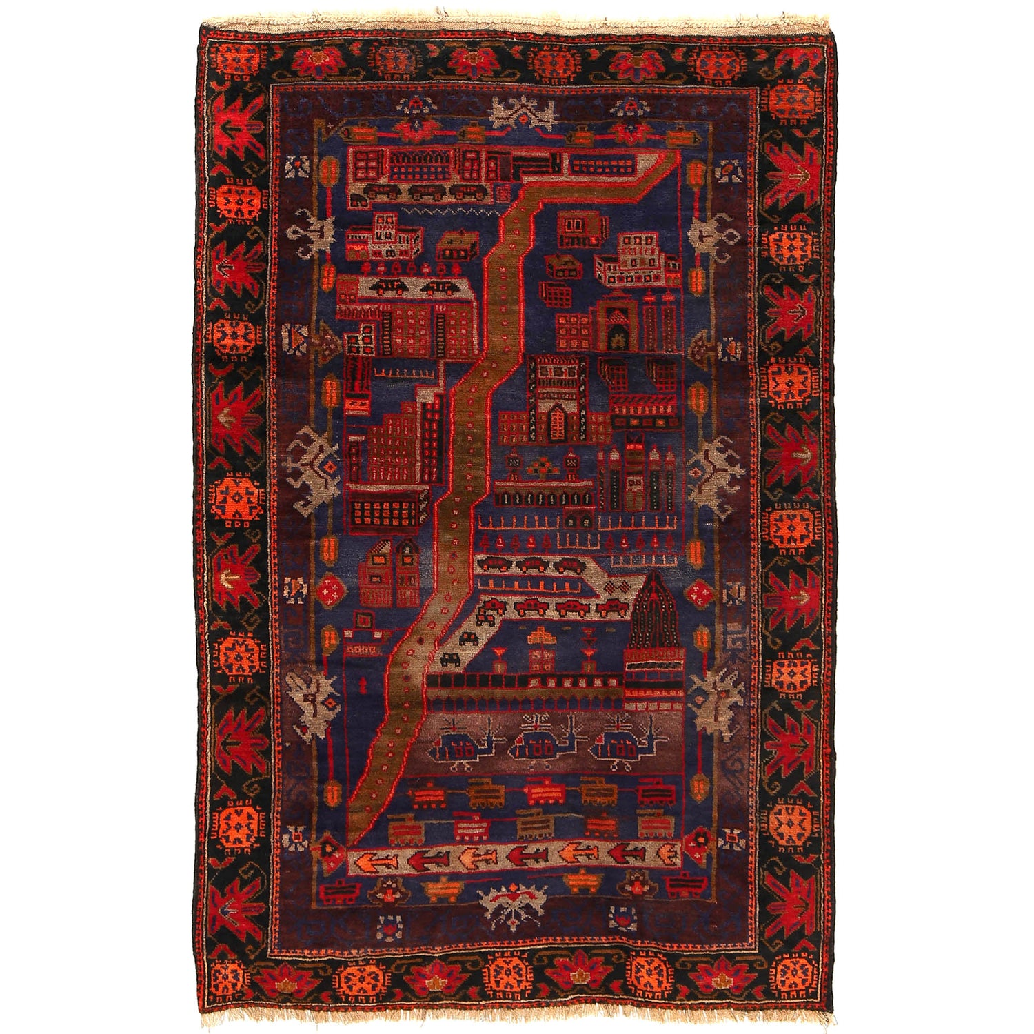 Pictorial Rug Handmade Multi Design