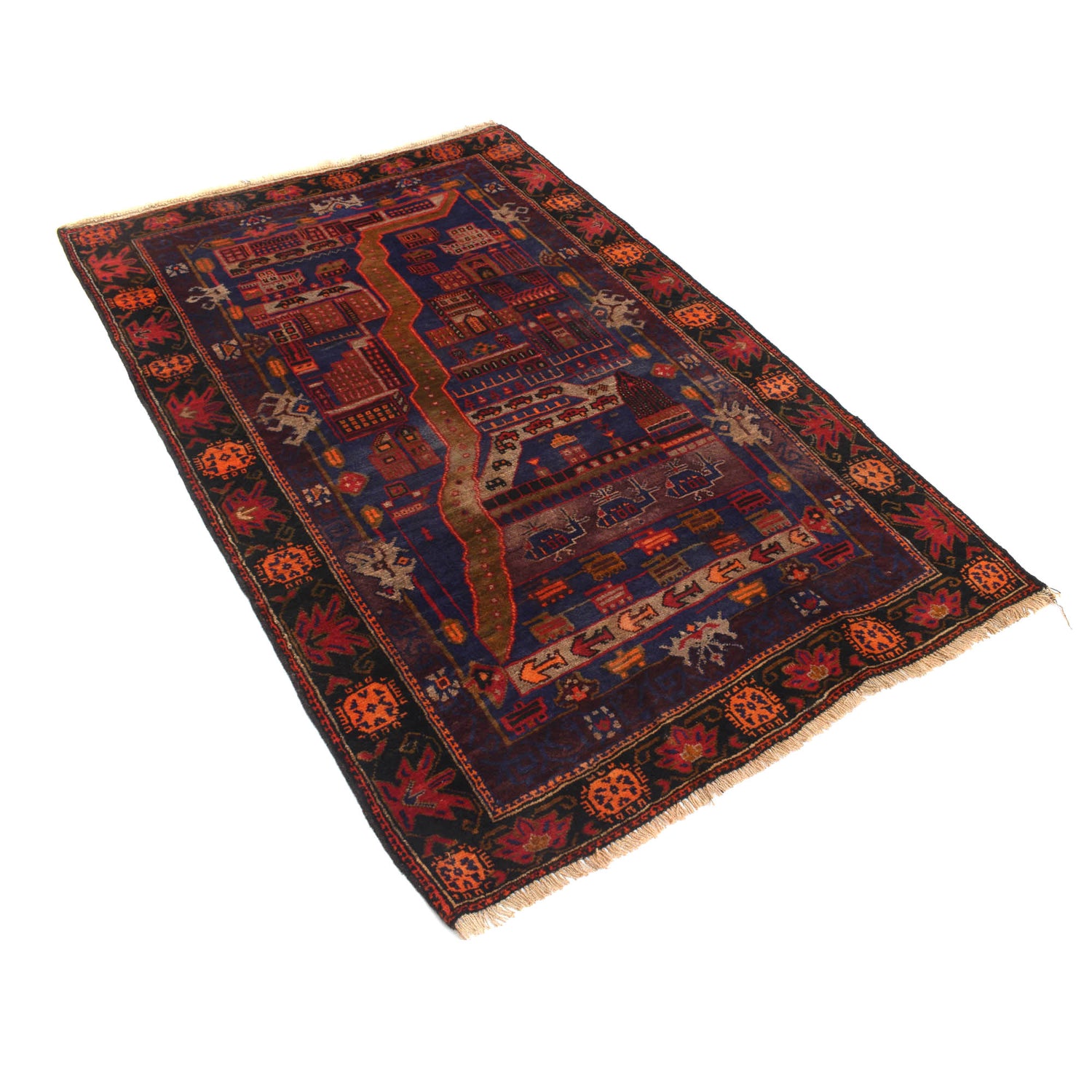 Pictorial Rug Handmade Multi Design