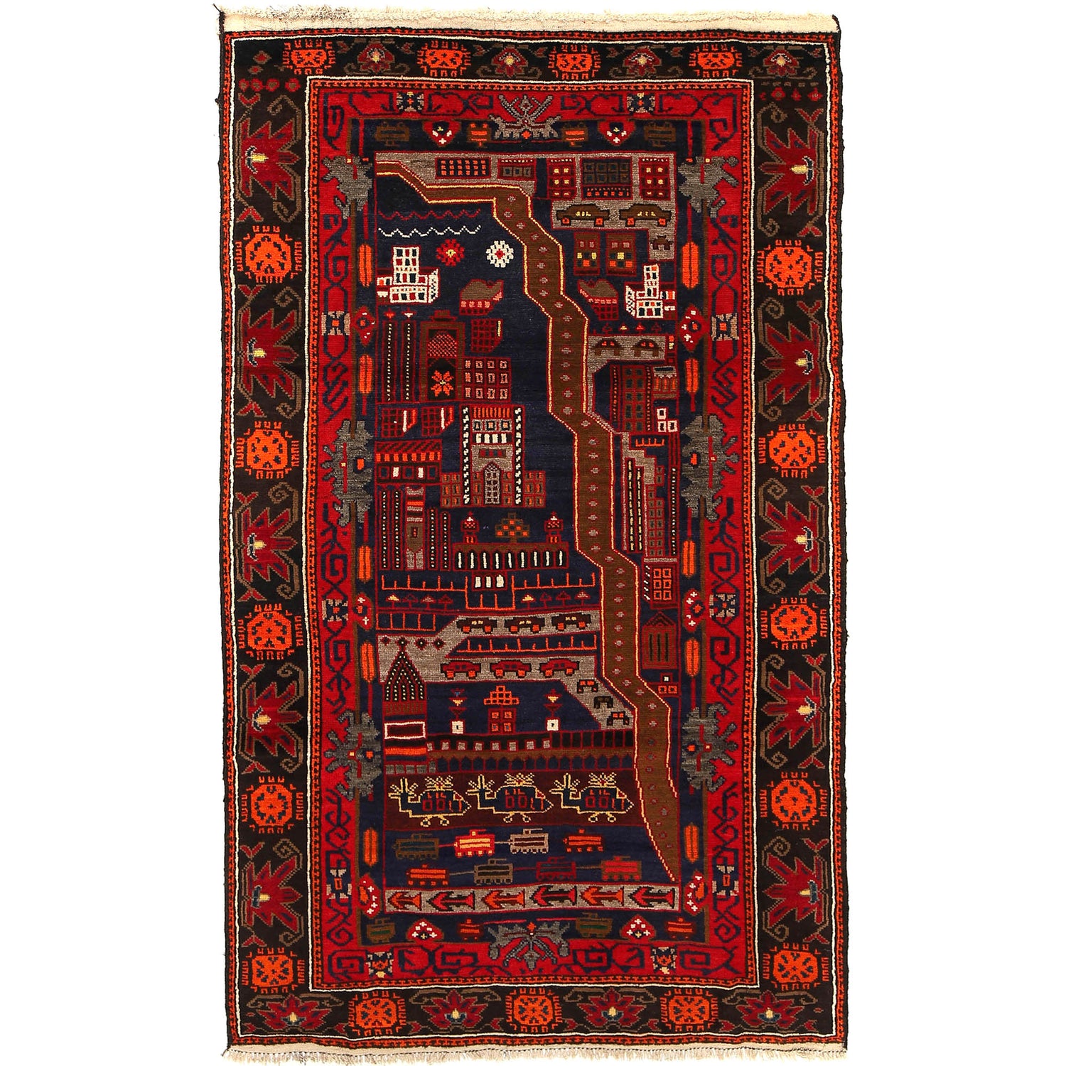 Pictorial Rug Handmade Multi Design