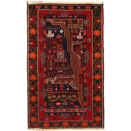 Pictorial Rug Handmade Multi Design