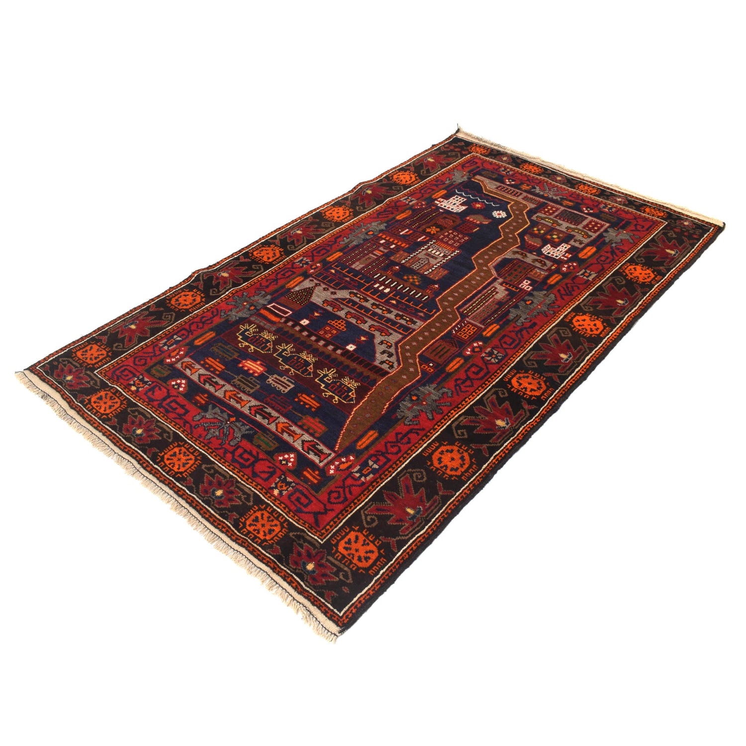 Pictorial Rug Handmade Multi Design