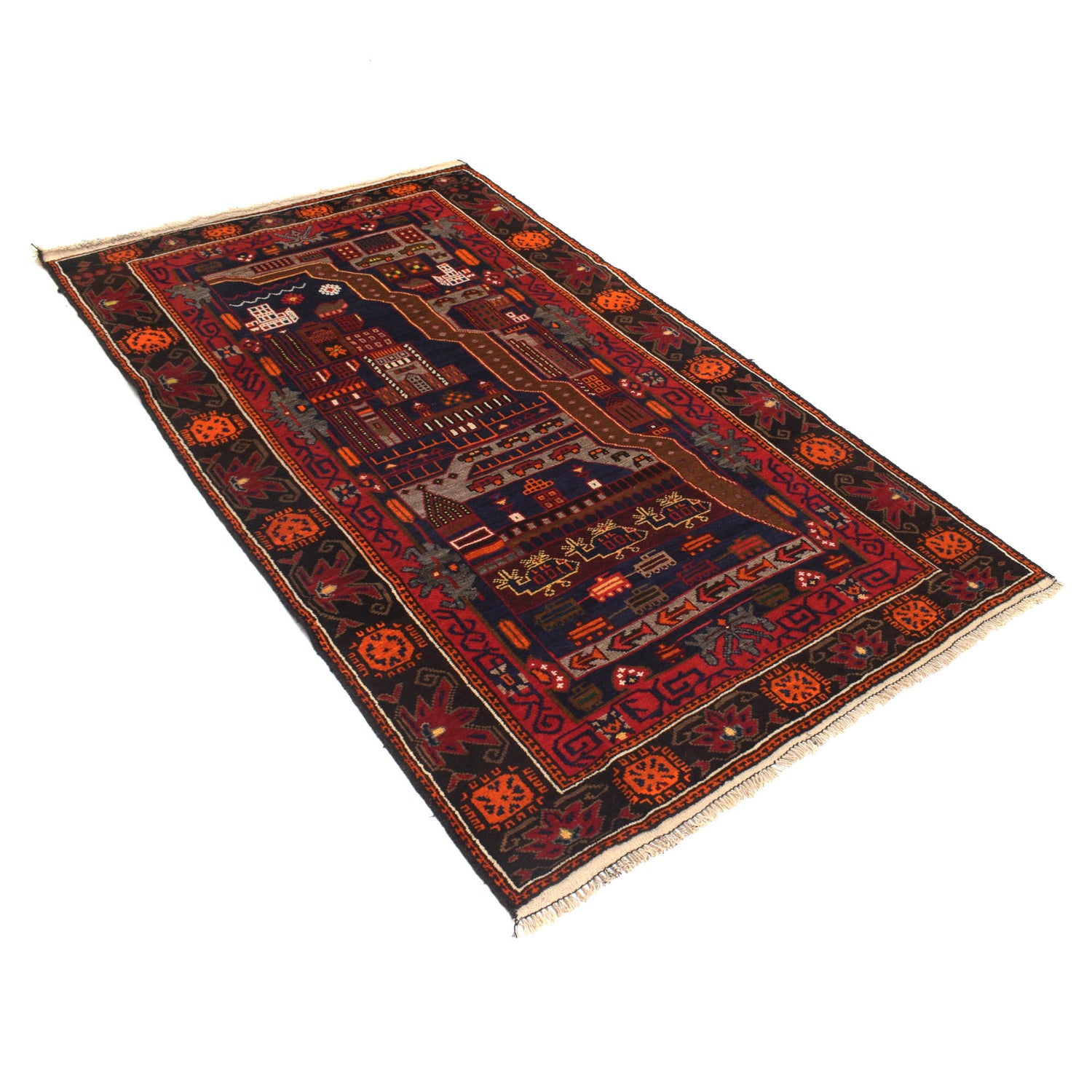 Pictorial Rug Handmade Multi Design