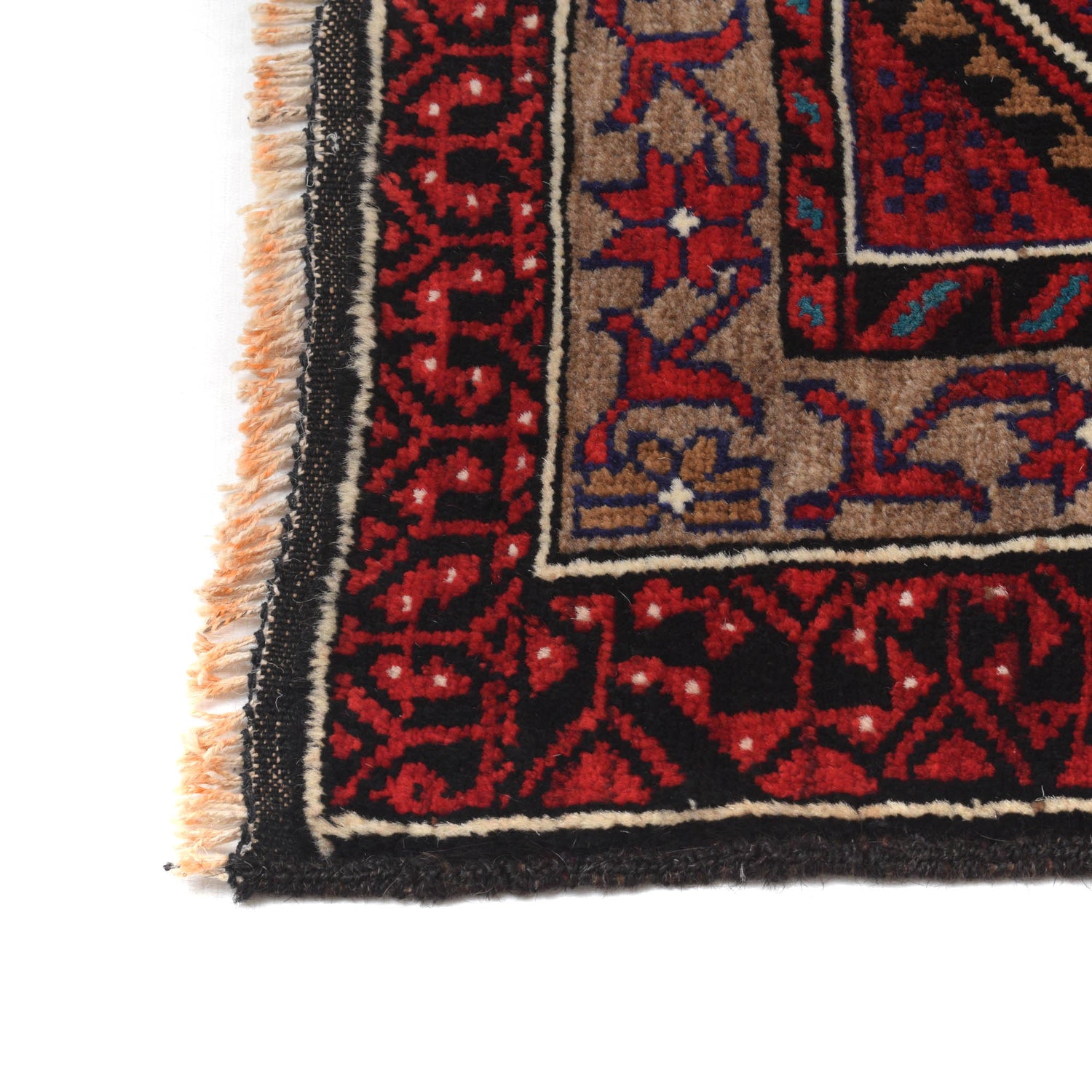Baluchi Rug Handmade Multi Geometric 4x7 ft