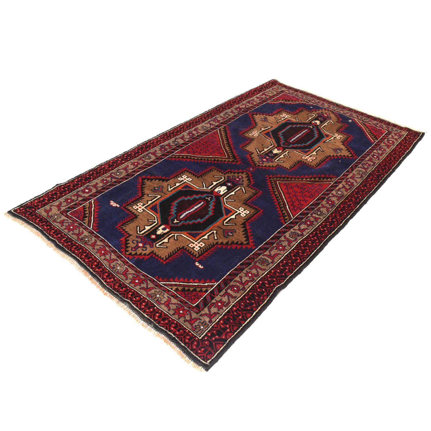 Baluchi Rug Handmade Multi Geometric 4x7 ft