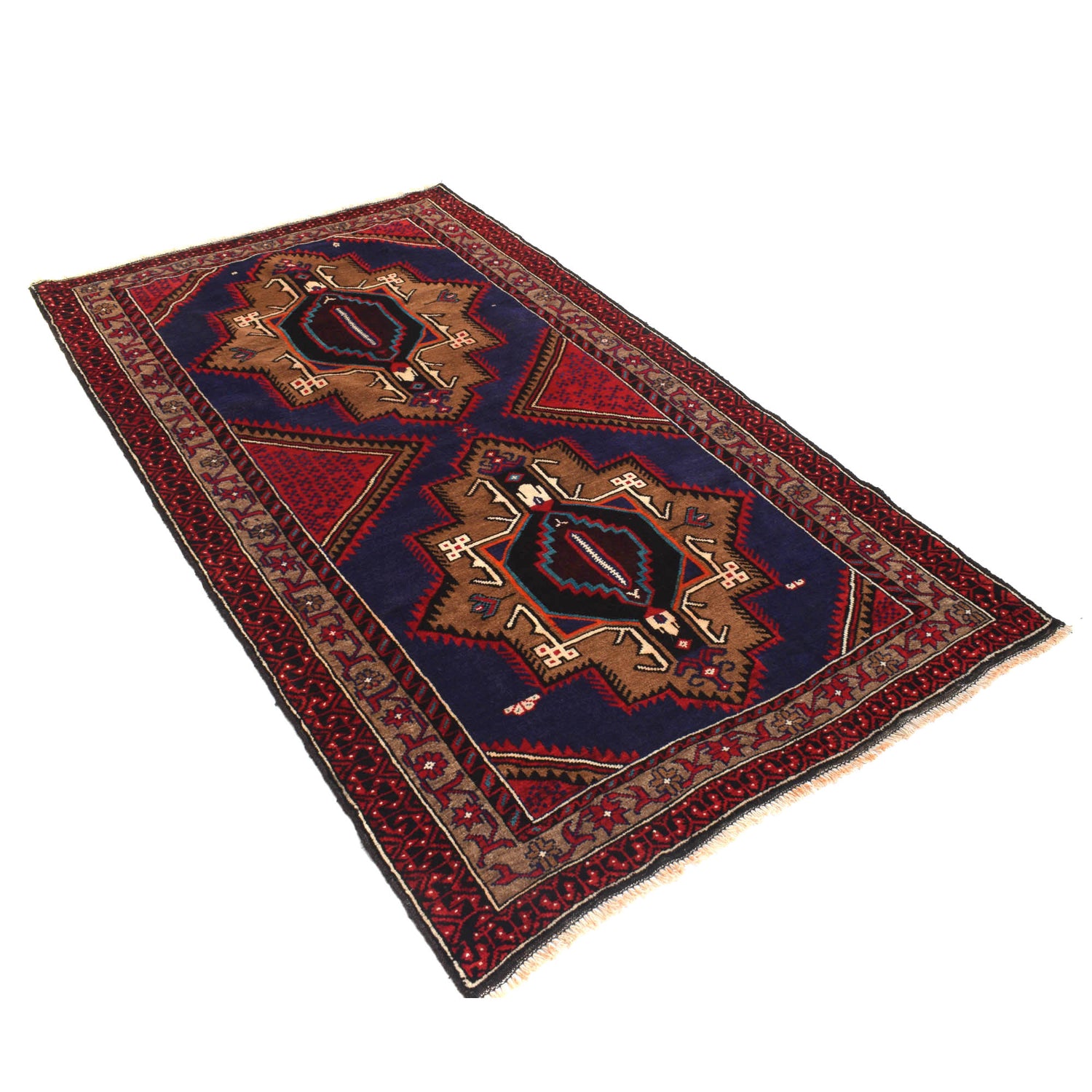 Baluchi Rug Handmade Multi Geometric 4x7 ft