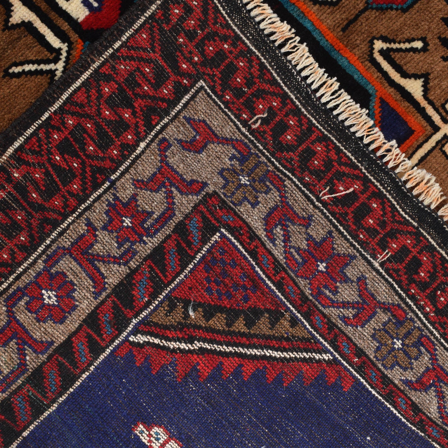 Baluchi Rug Handmade Multi Geometric 4x7 ft